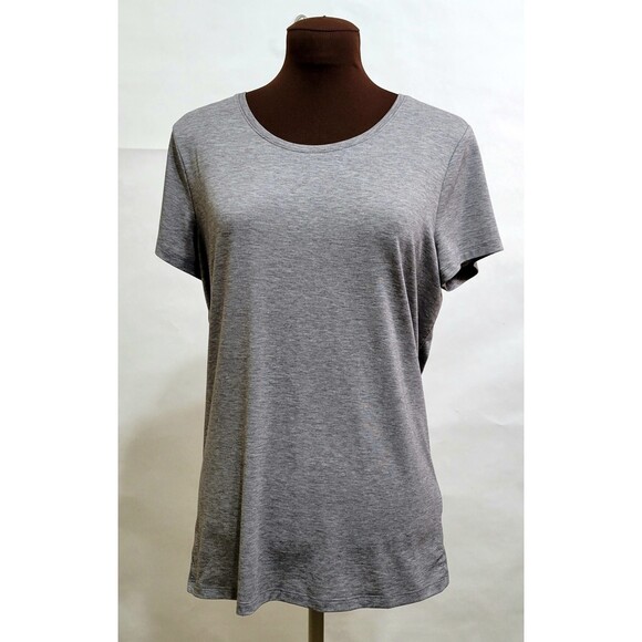 Athleta Encore grey short sleeve gathered open back t shirt size M - Picture 1 of 8